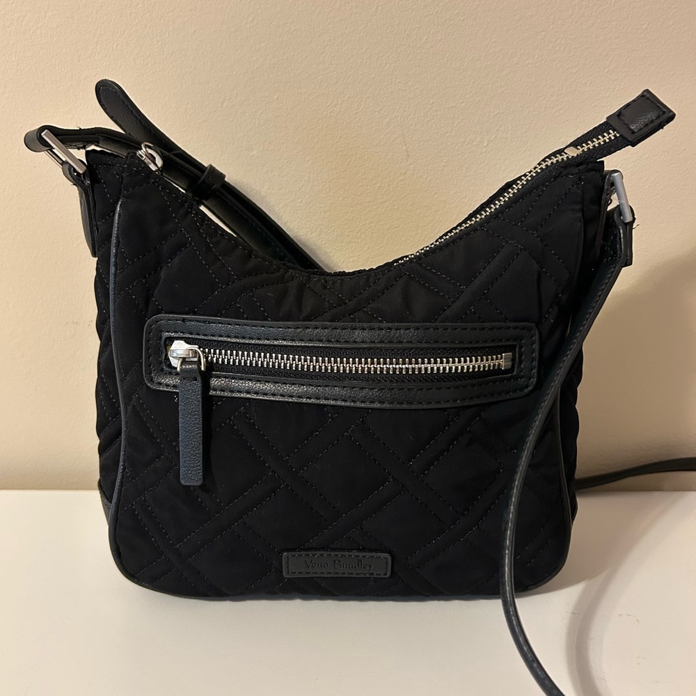 Vera Bradley Mini Vivian Crossbody Purse - Black Quilted GUC